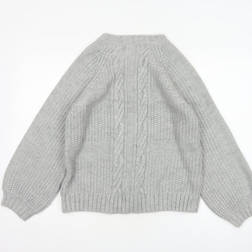 Marks & Spencer Women Grey UK 14 Cable Knit Full Zip Cardigan