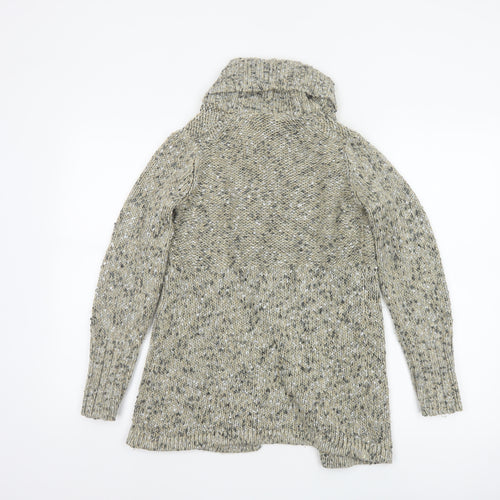 Marks & Spencer Women Beige Chunky Knit High Neck Cardigan UK 10
