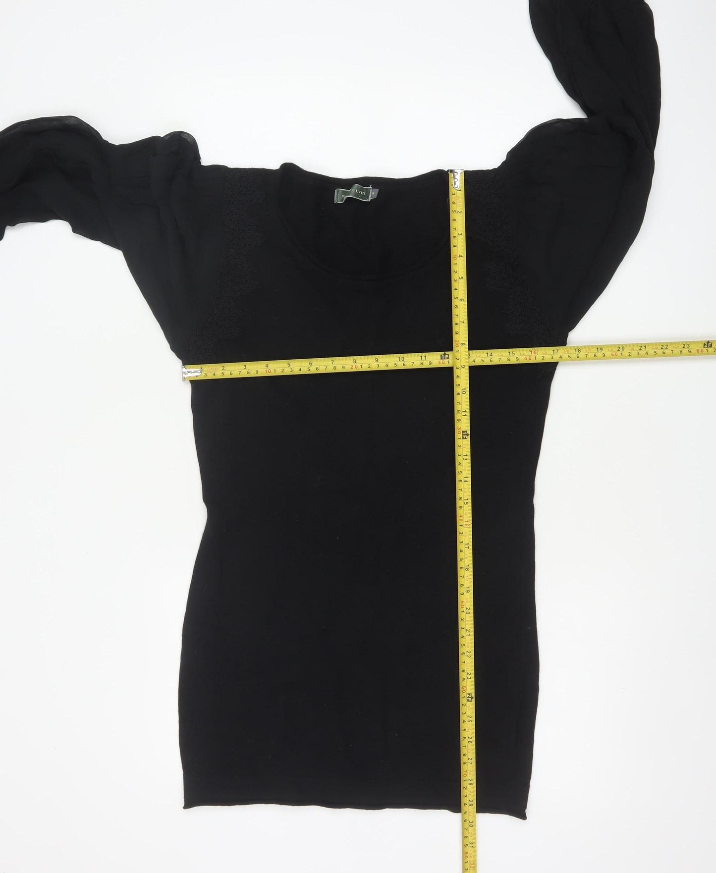 Mint Velvet Women Black UK 14 Embroidered Silk Sleeve Knit Tunic Jumper