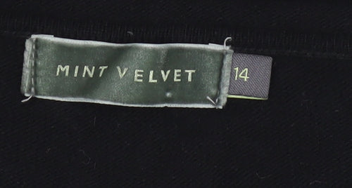 Mint Velvet Women Black UK 14 Embroidered Silk Sleeve Knit Tunic Jumper
