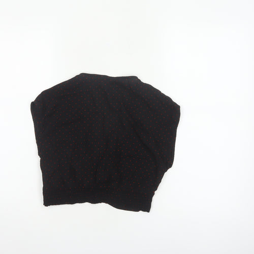 Zara Women Black Red Polka Dot Cropped V-Neck Blouse Size S