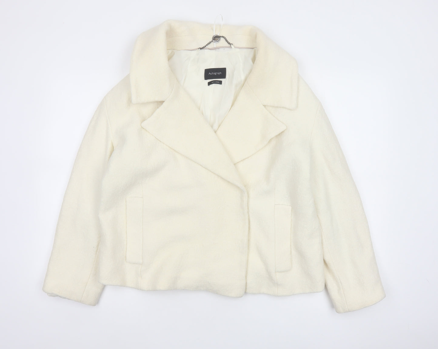 M&S Autograph Women’s Ivory UK 14 Wool Blend Pea Coat Jacket