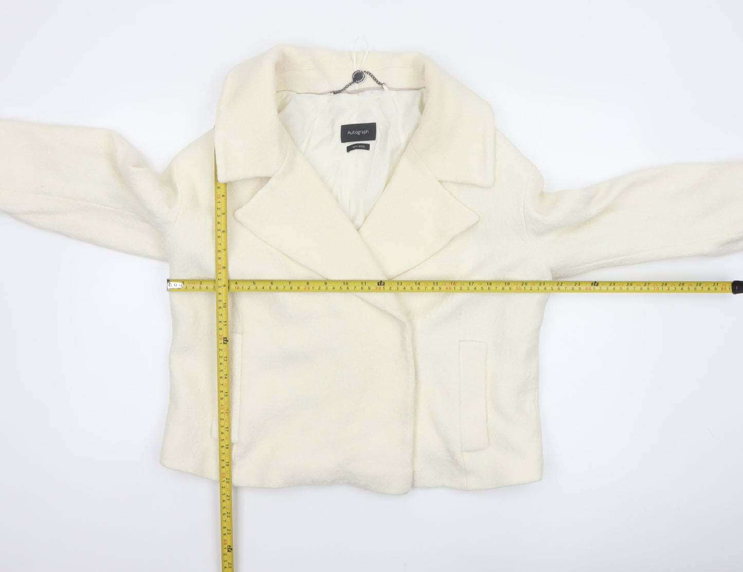 M&S Autograph Women’s Ivory UK 14 Wool Blend Pea Coat Jacket