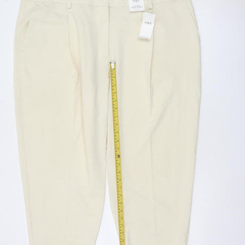 Marks & Spencer Women Ivory UK 24 Short Tapered Ankle Grazer Trousers