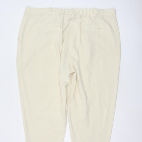 Marks & Spencer Women Ivory UK 24 Short Tapered Ankle Grazer Trousers