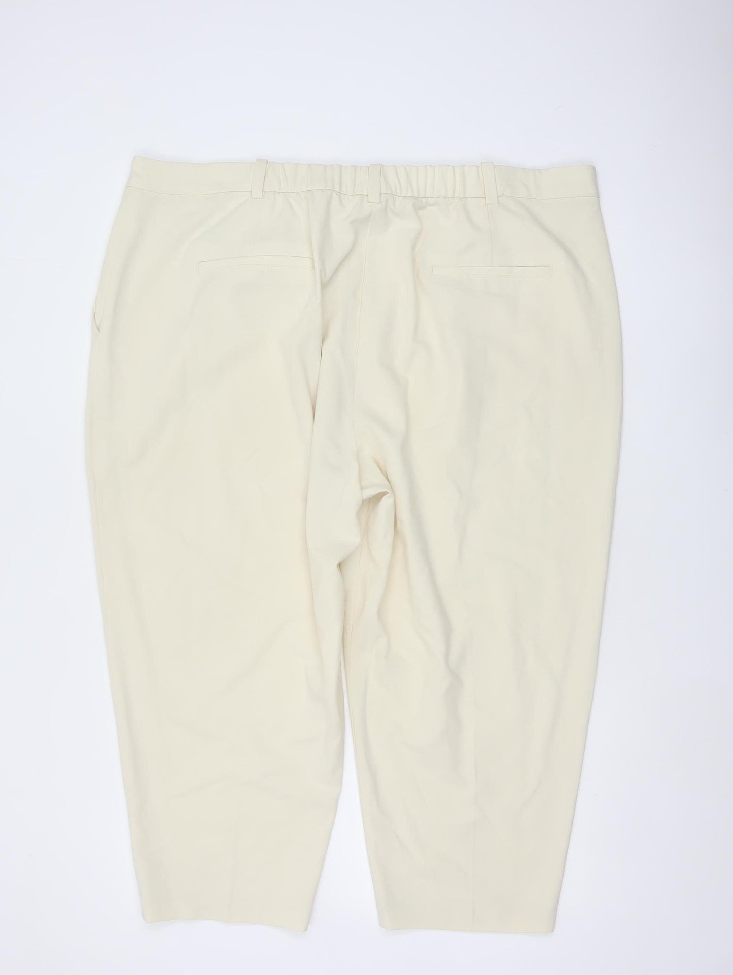 Marks & Spencer Women Ivory UK 24 Short Tapered Ankle Grazer Trousers