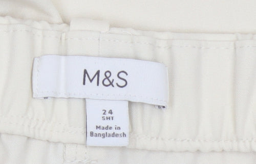 Marks & Spencer Women Ivory UK 24 Short Tapered Ankle Grazer Trousers