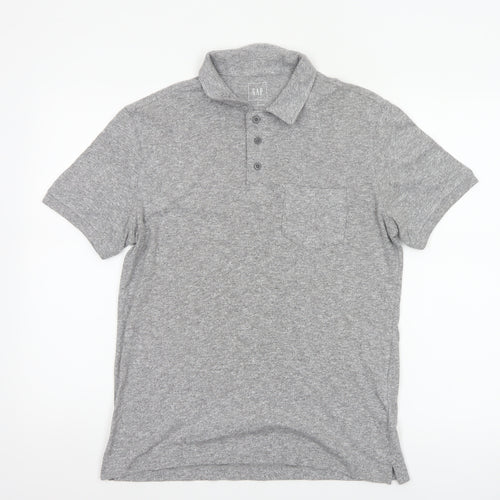 Gap Men’s Grey Marl Polo Shirt Size S Short Sleeve Cotton Blend