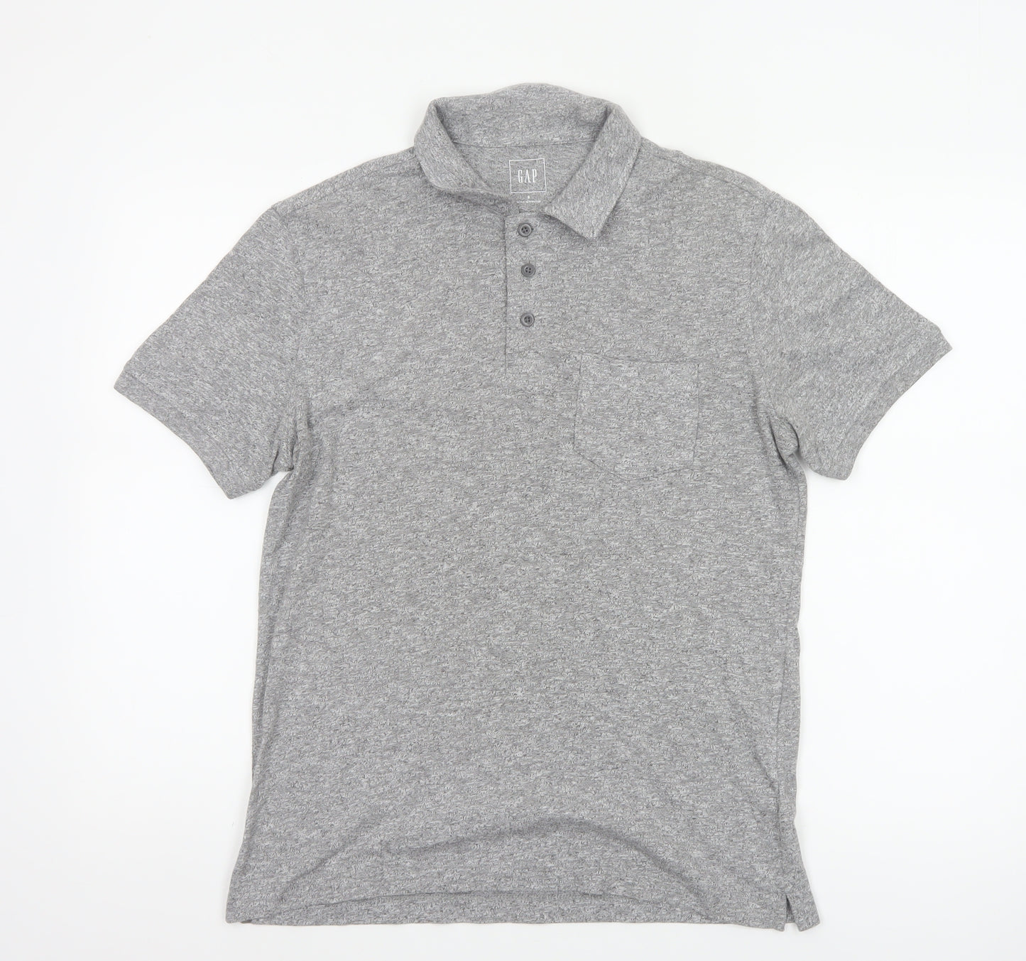 Gap Men’s Grey Marl Polo Shirt Size S Short Sleeve Cotton Blend
