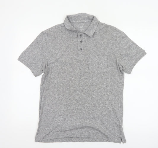 Gap Men’s Grey Marl Polo Shirt Size S Short Sleeve Cotton Blend