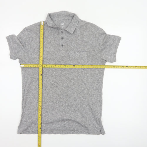 Gap Men’s Grey Marl Polo Shirt Size S Short Sleeve Cotton Blend