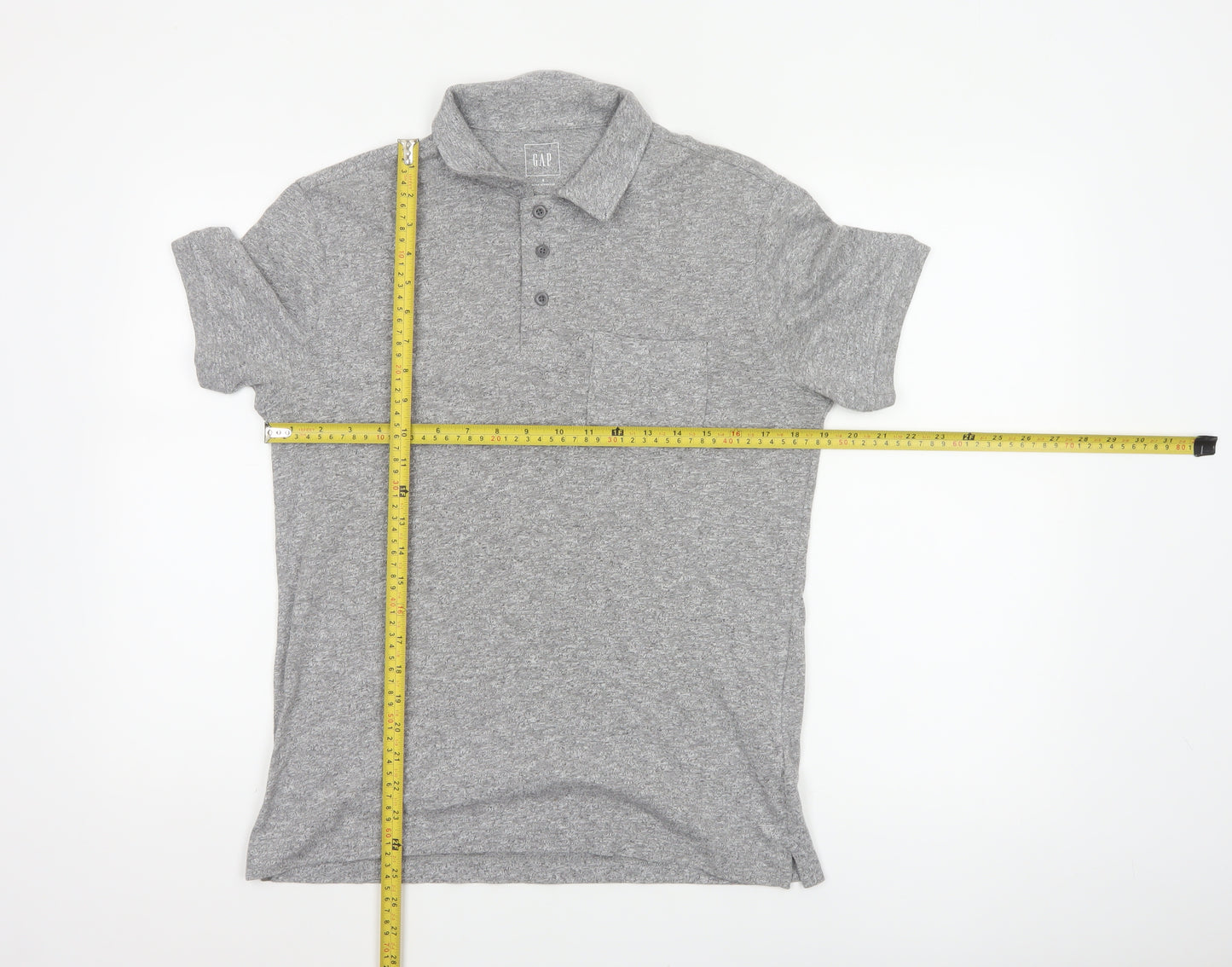 Gap Men’s Grey Marl Polo Shirt Size S Short Sleeve Cotton Blend