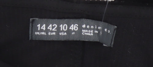 Denim Co Women Black UK 14 Corduroy Pinafore Mini Zip Dress