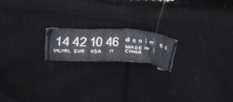 Denim Co Women Black UK 14 Corduroy Pinafore Mini Zip Dress