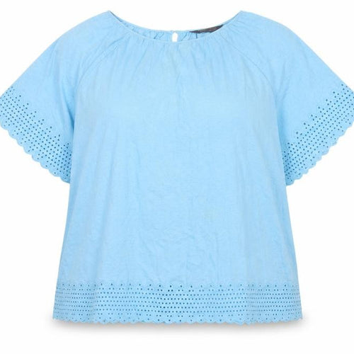 Marks & Spencer Women Blue UK 20 Cotton Broderie Anglaise Blouse