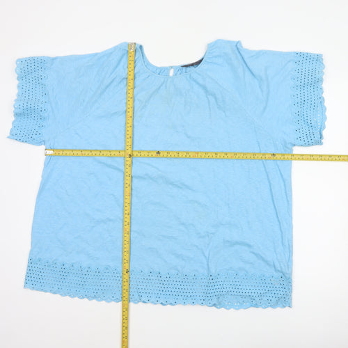 Marks & Spencer Women Blue UK 20 Cotton Broderie Anglaise Blouse