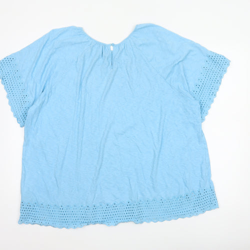 Marks & Spencer Women Blue UK 20 Cotton Broderie Anglaise Blouse