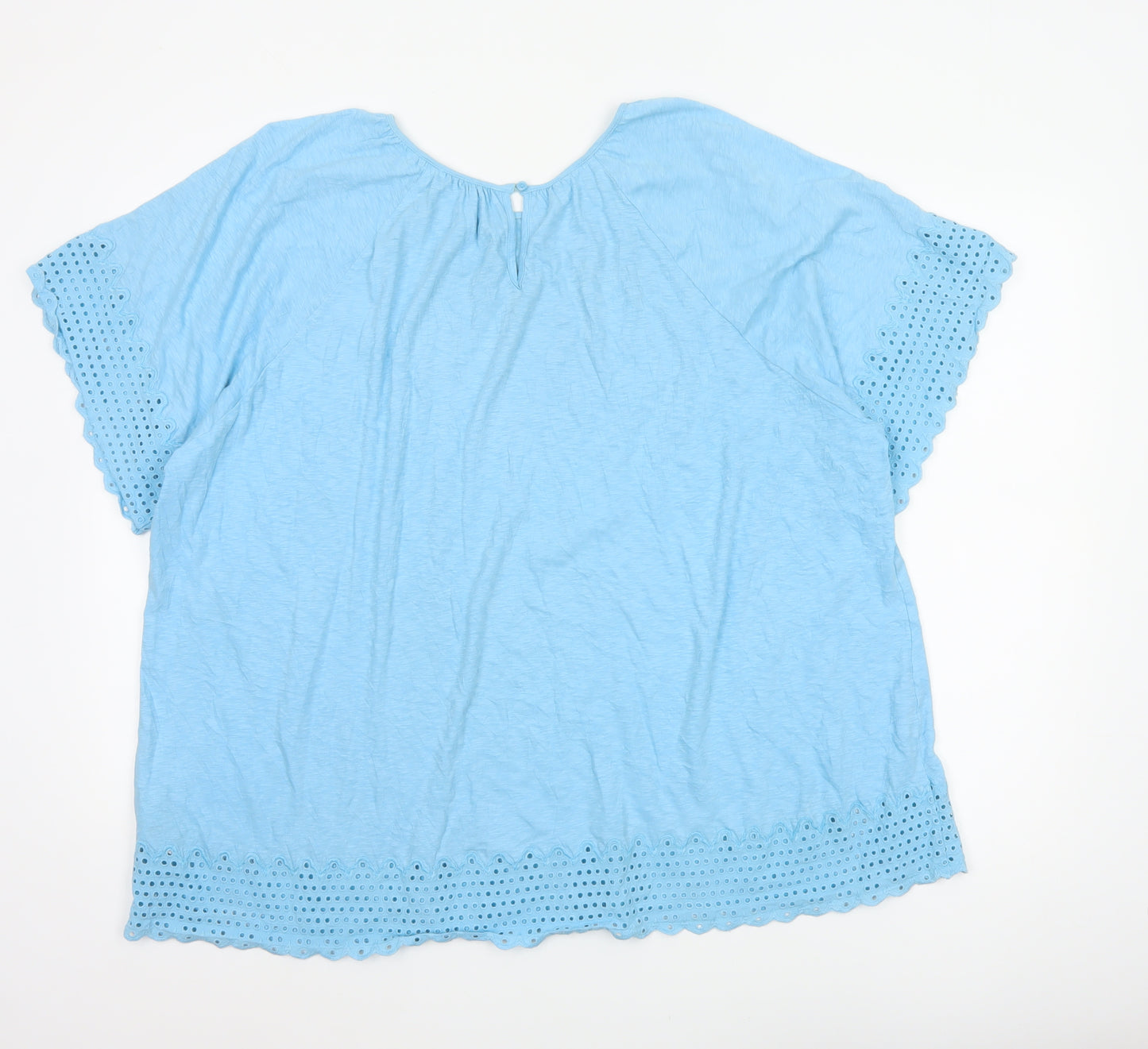 Marks & Spencer Women Blue UK 20 Cotton Broderie Anglaise Blouse