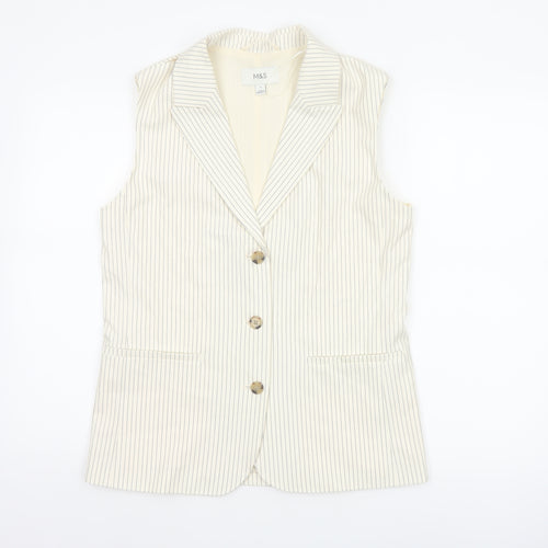 Marks and Spencer Women Ivory Pinstripe Size 8 Tailored Suit Waistcoat