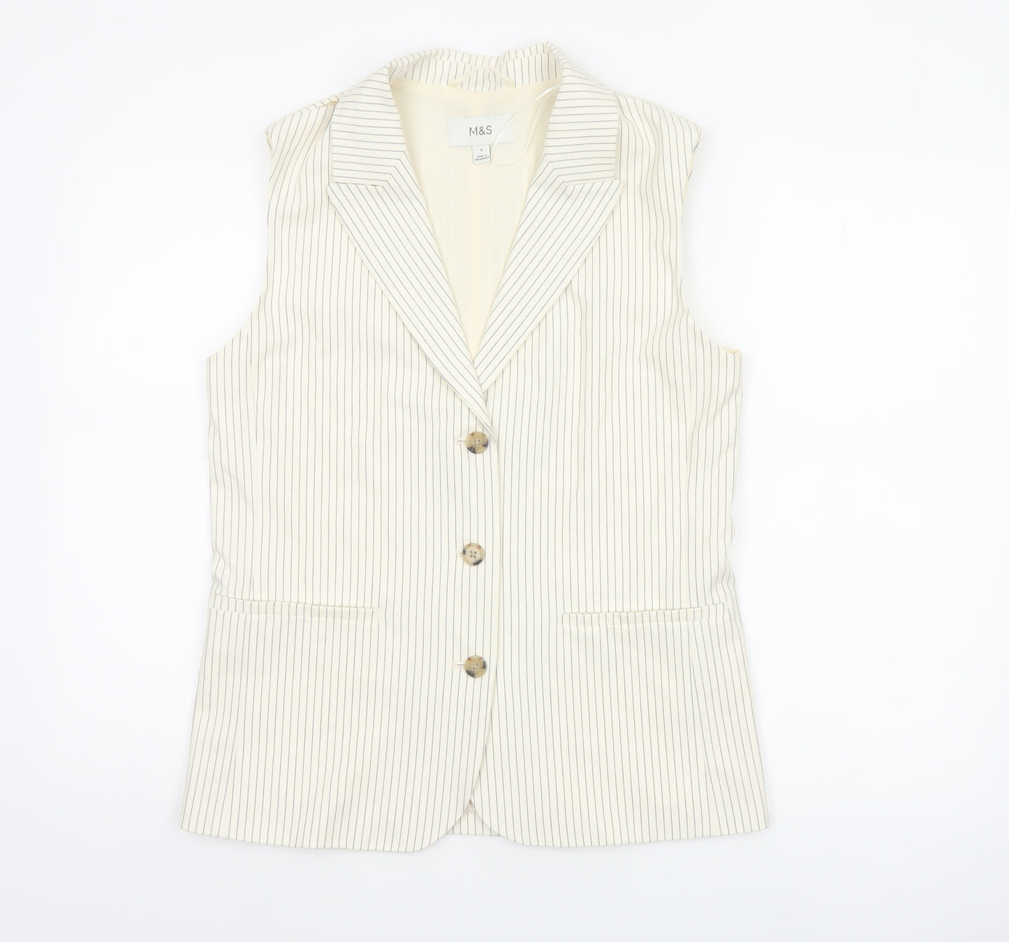 Marks and Spencer Women Ivory Pinstripe Size 8 Tailored Suit Waistcoat