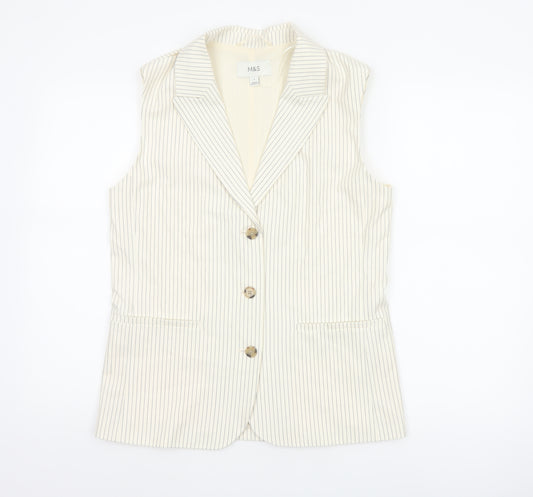 Marks and Spencer Women Ivory Pinstripe Size 8 Tailored Suit Waistcoat