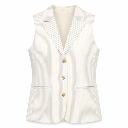 Marks and Spencer Women Ivory Pinstripe Size 8 Tailored Suit Waistcoat