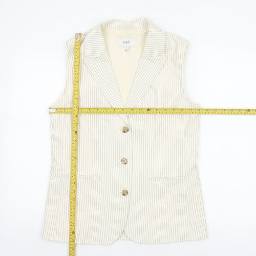 Marks and Spencer Women Ivory Pinstripe Size 8 Tailored Suit Waistcoat