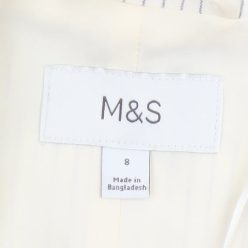 Marks and Spencer Women Ivory Pinstripe Size 8 Tailored Suit Waistcoat