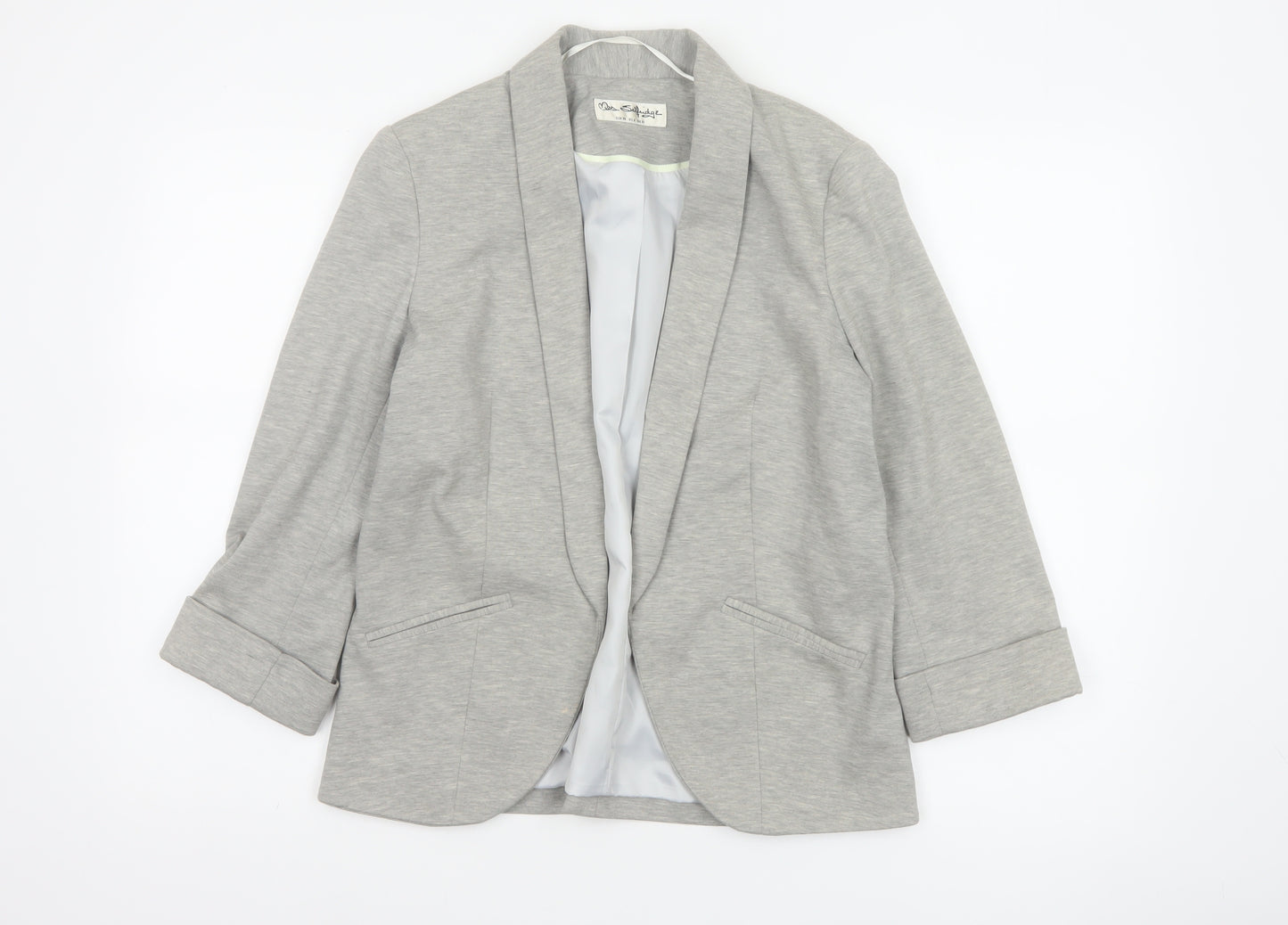 Miss Selfridge Women Grey UK 10 Stretch Tailored Shawl Blazer