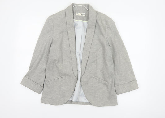 Miss Selfridge Women Grey UK 10 Stretch Tailored Shawl Blazer