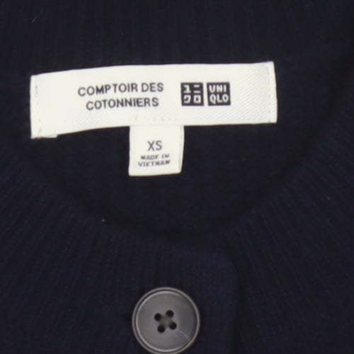 Comptoir des Cotonniers Women Black XS Wool Button Cardigan