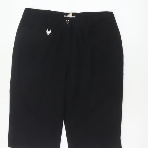 Daily Women Black UK 10 Bermuda Smart Stretch Shorts Heart Charm