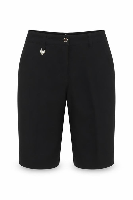 Daily Women Black UK 10 Bermuda Smart Stretch Shorts Heart Charm