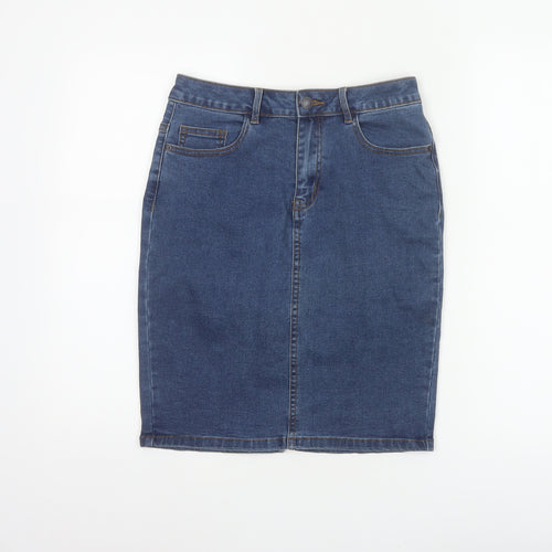 Vero Moda Women Blue M Denim High Rise Pencil Knee Length Skirt