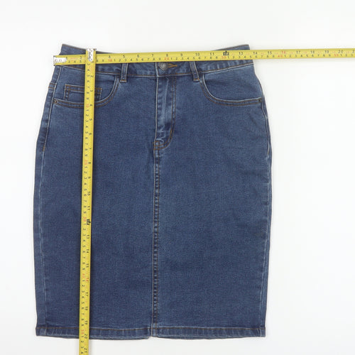 Vero Moda Women Blue M Denim High Rise Pencil Knee Length Skirt