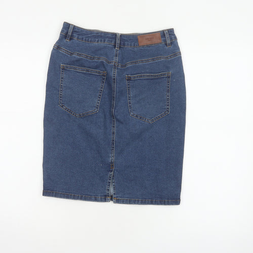 Vero Moda Women Blue M Denim High Rise Pencil Knee Length Skirt