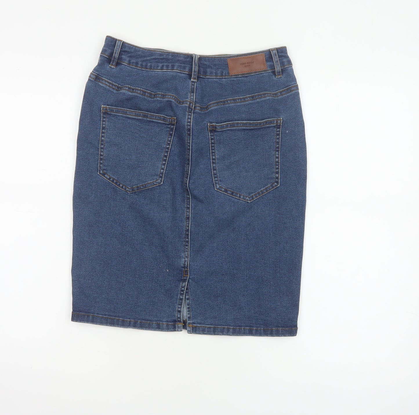 Vero Moda Women Blue M Denim High Rise Pencil Knee Length Skirt