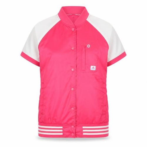 Adidas Women Pink White UK 12 Bomber Jacket Short Sleeve Clima