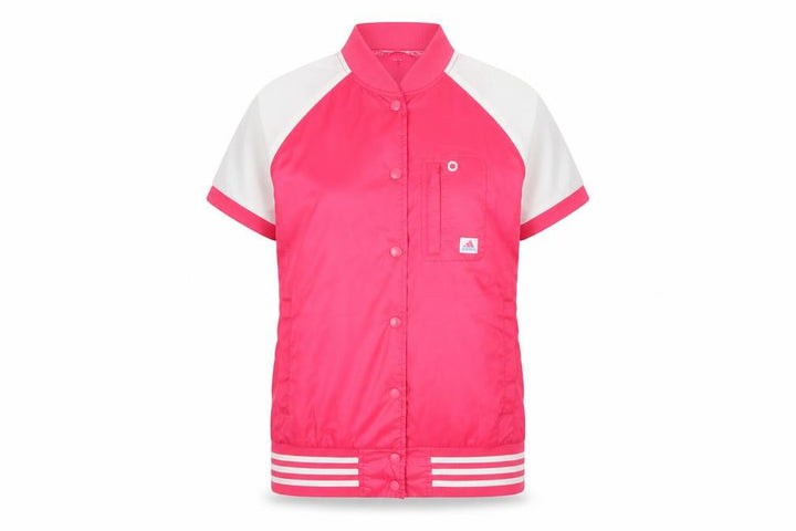 Adidas Women Pink White UK 12 Bomber Jacket Short Sleeve Clima