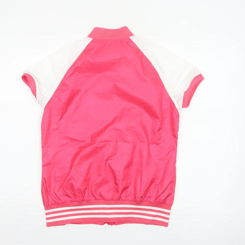 Adidas Women Pink White UK 12 Bomber Jacket Short Sleeve Clima