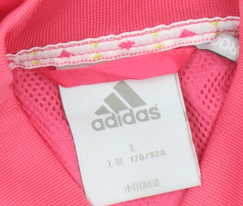 Adidas Women Pink White UK 12 Bomber Jacket Short Sleeve Clima