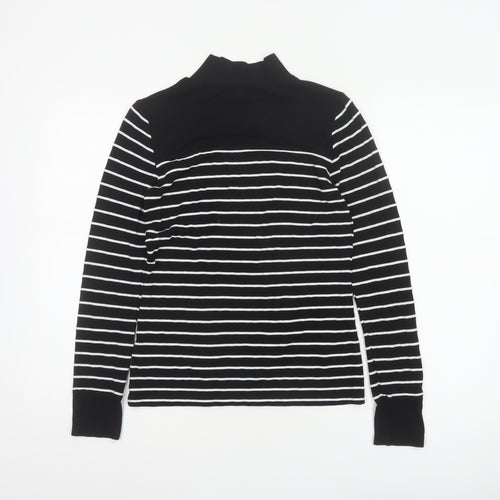 Warehouse Women Black White Striped High Neck Long Sleeve Top UK 8