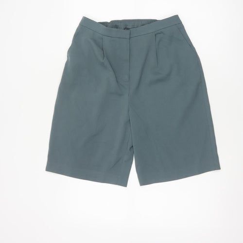 M&S Women’s Green UK 10 Bermuda Tailored Shorts Pockets Stretch