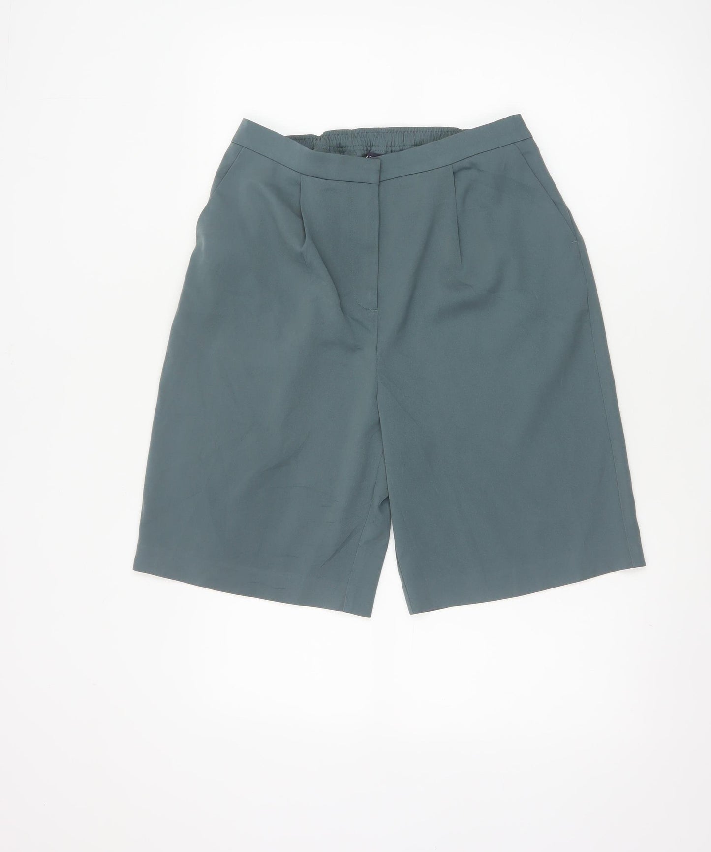 M&S Women’s Green UK 10 Bermuda Tailored Shorts Pockets Stretch