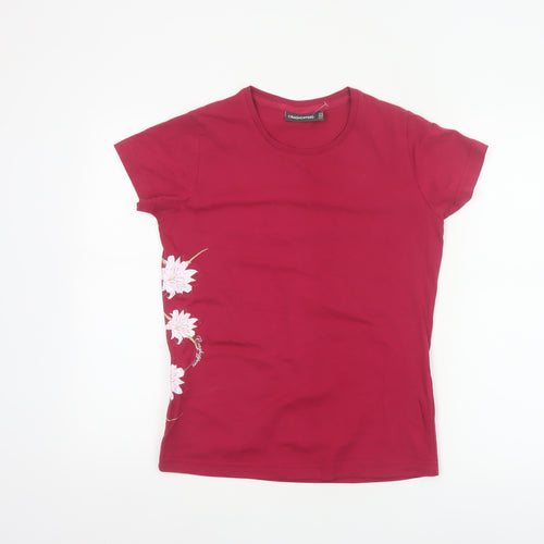 Craghoppers Women Red UK 10 Floral Cotton Jersey Short Sleeve T-Shirt