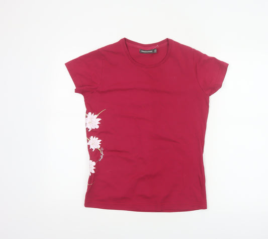 Craghoppers Women Red UK 10 Floral Cotton Jersey Short Sleeve T-Shirt