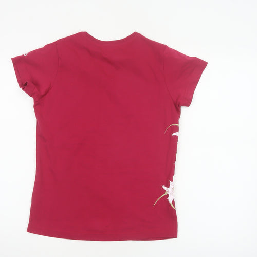 Craghoppers Women Red UK 10 Floral Cotton Jersey Short Sleeve T-Shirt