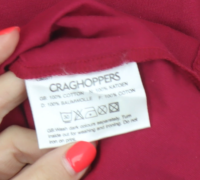 Craghoppers Women Red UK 10 Floral Cotton Jersey Short Sleeve T-Shirt