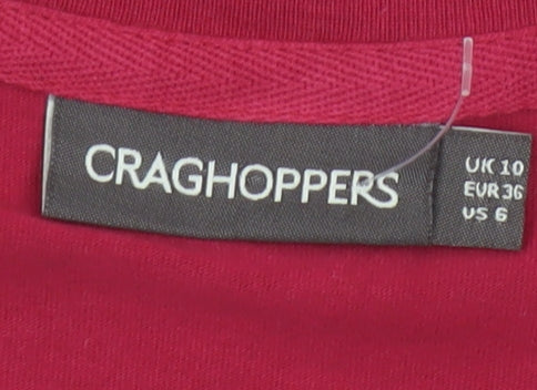 Craghoppers Women Red UK 10 Floral Cotton Jersey Short Sleeve T-Shirt