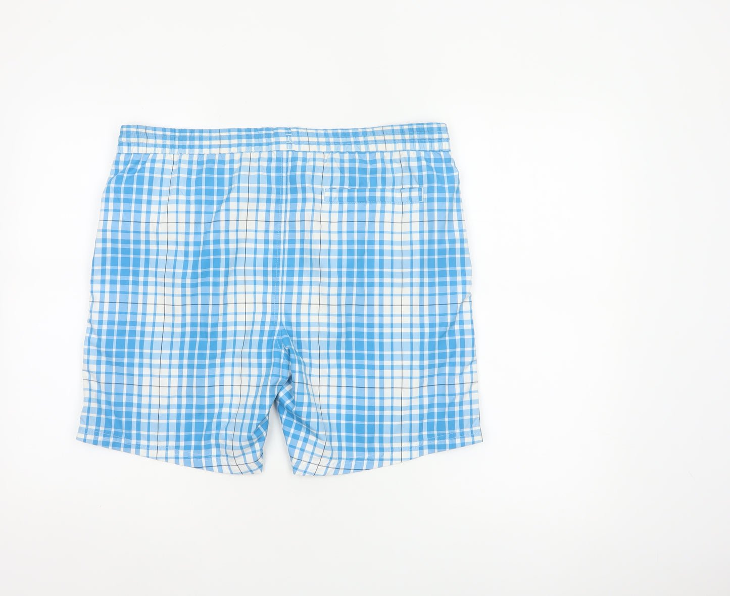 Speedo Men’s Blue Check Swim Shorts Size S Drawstring Mesh Lined